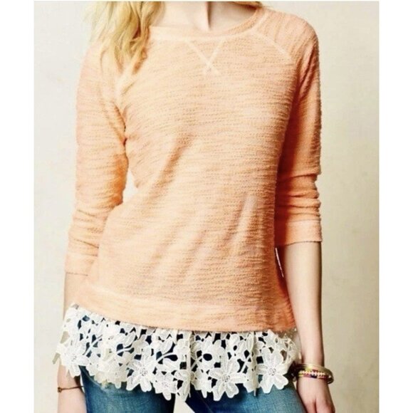 Sunday in Brooklyn Sweaters - Anthropologie Sunday in Brooklyn Sweater Size PS Women’s Lace-Hem Coral